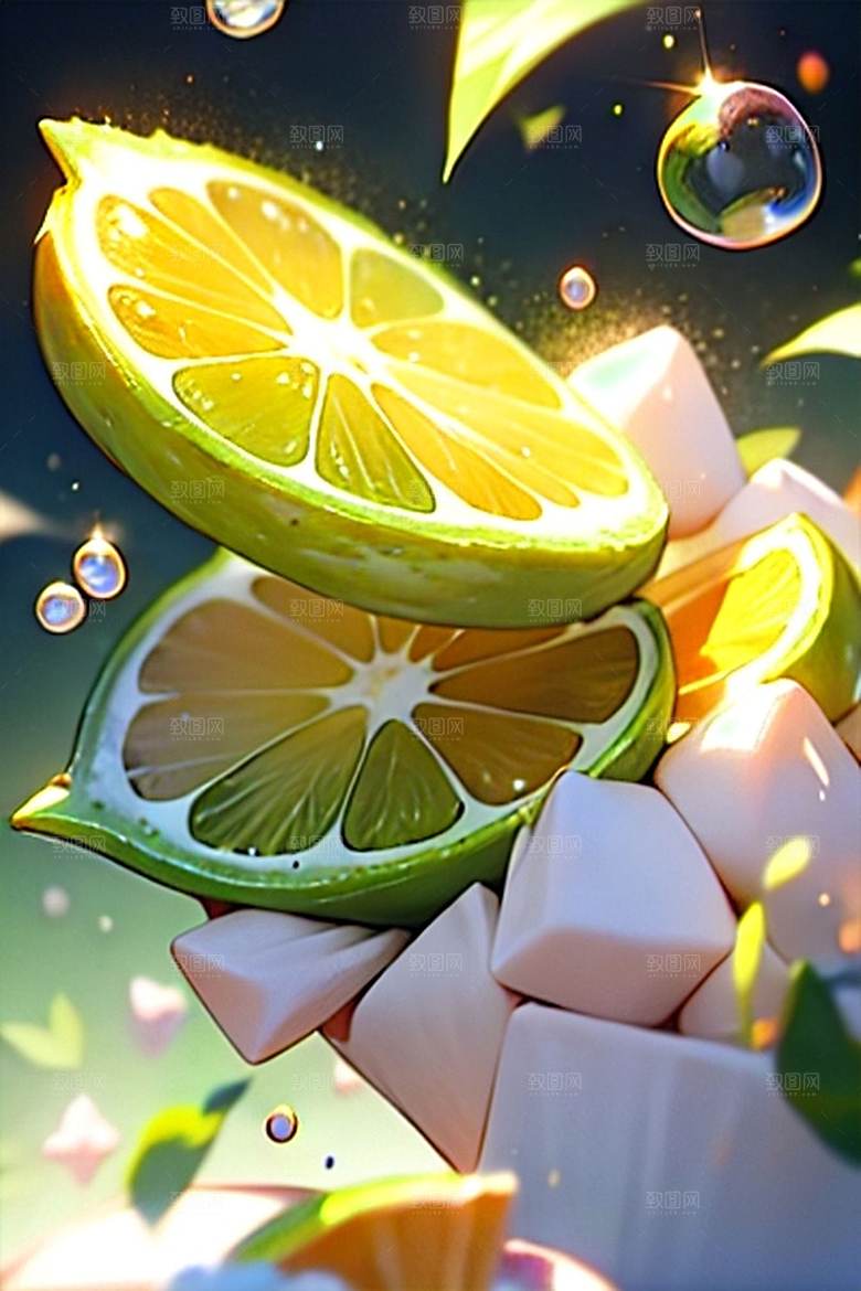 多汁鲜柠檬水果系列图
