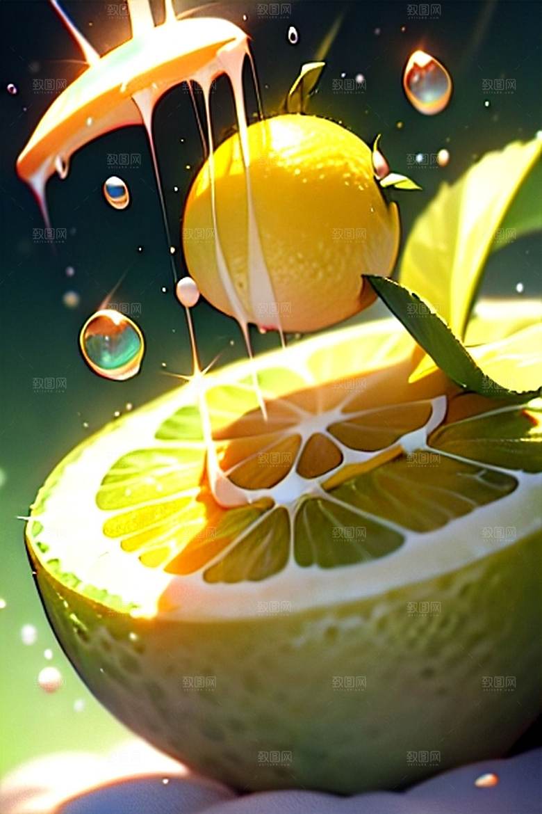 多汁鲜柠檬水果系列图