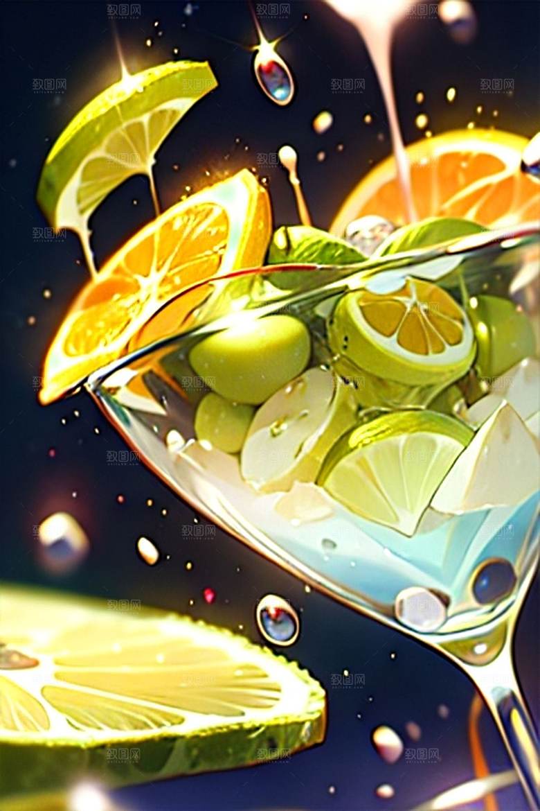 多汁鲜柠檬水果系列图