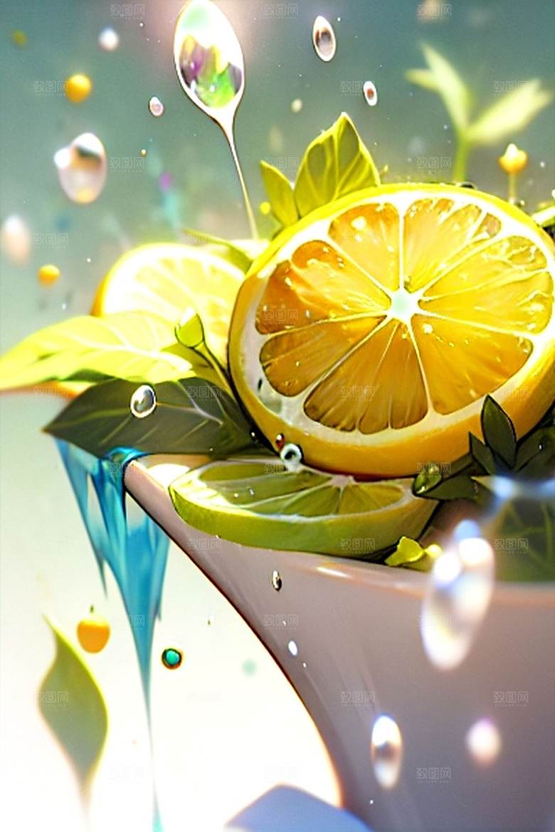 多汁鲜柠檬水果系列图