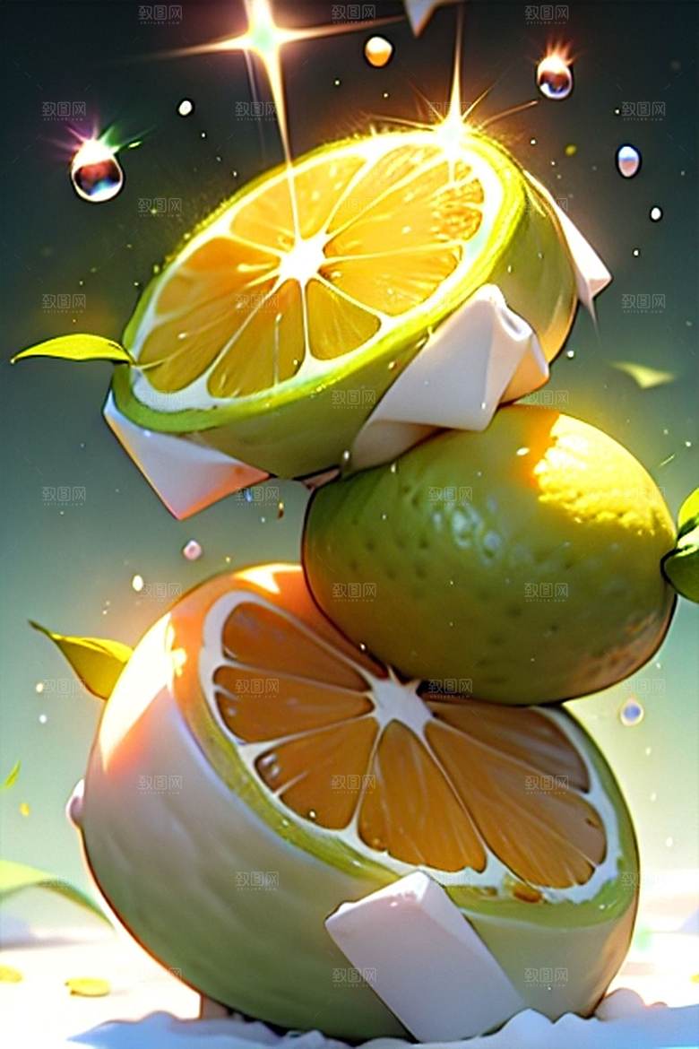 多汁鲜柠檬水果系列图