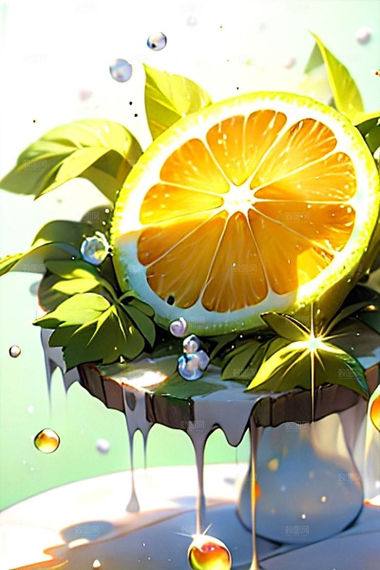 美味多汁柠檬水果系列图