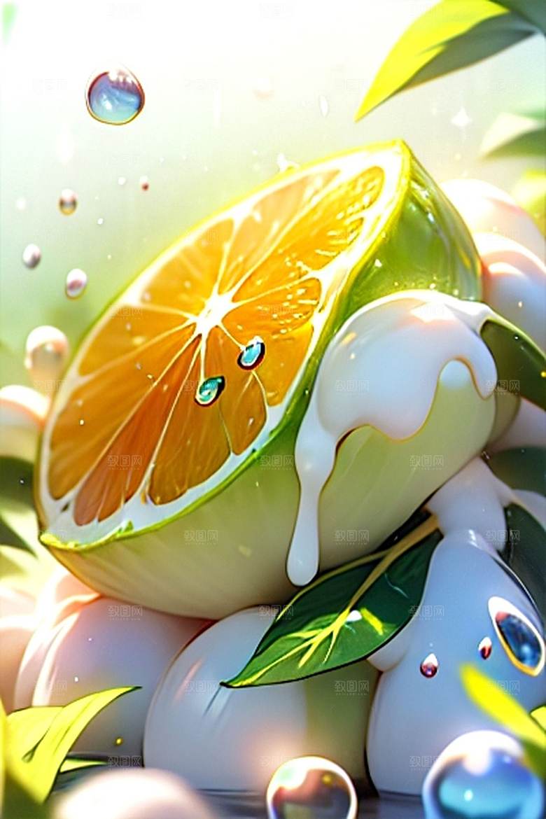 美味多汁柠檬水果系列图