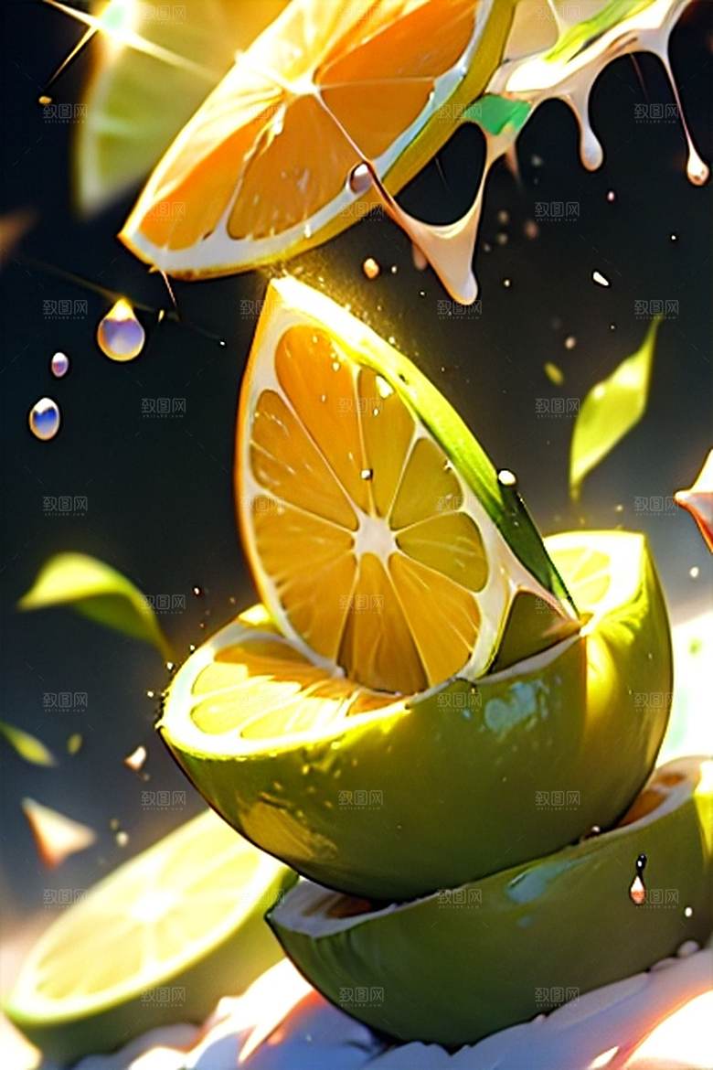 美味多汁柠檬水果系列图