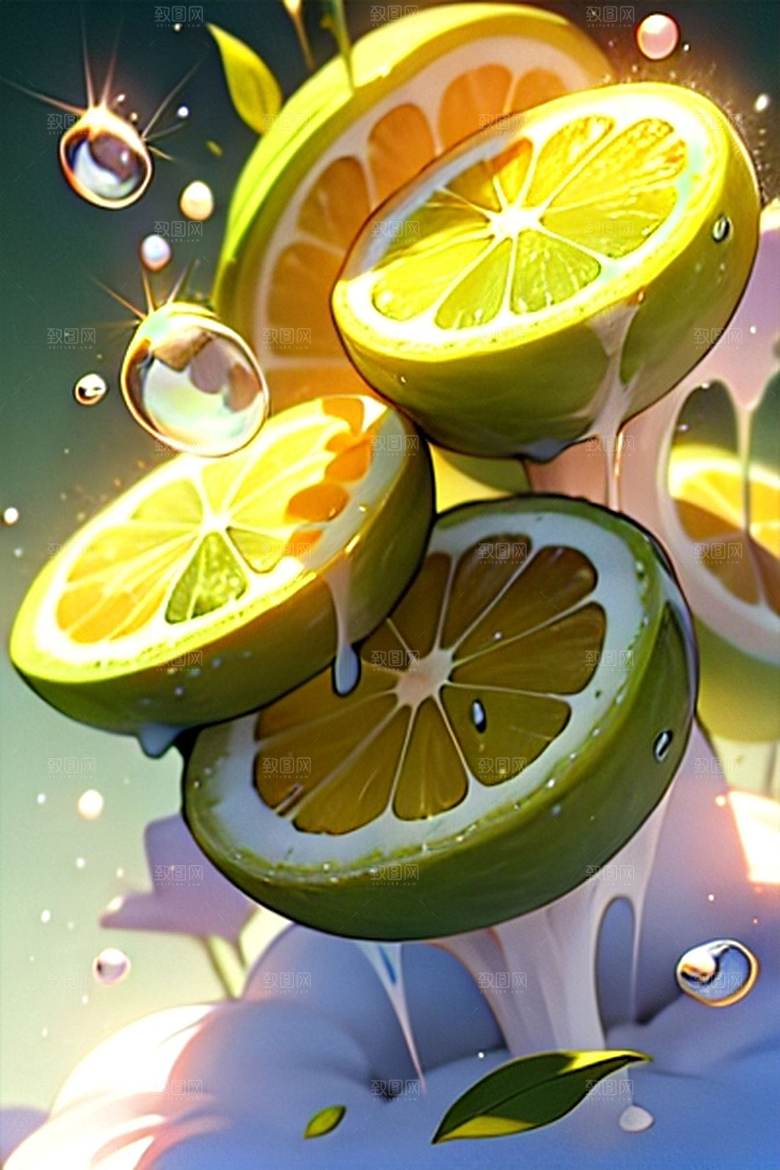 美味多汁柠檬水果系列图