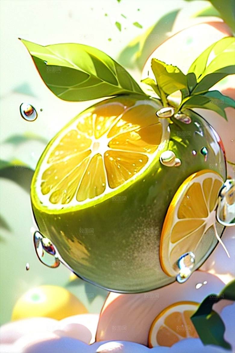 美味多汁柠檬水果系列图