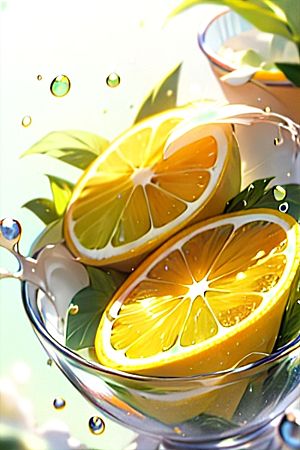 美味多汁柠檬水果系列图