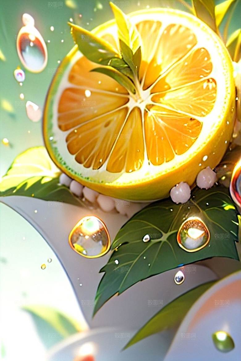 美味多汁柠檬水果系列图