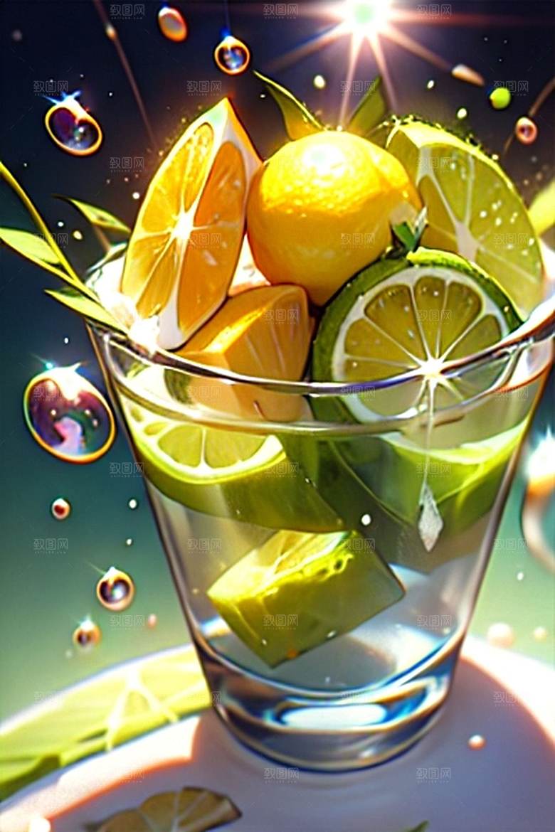 美味多汁柠檬水果系列图
