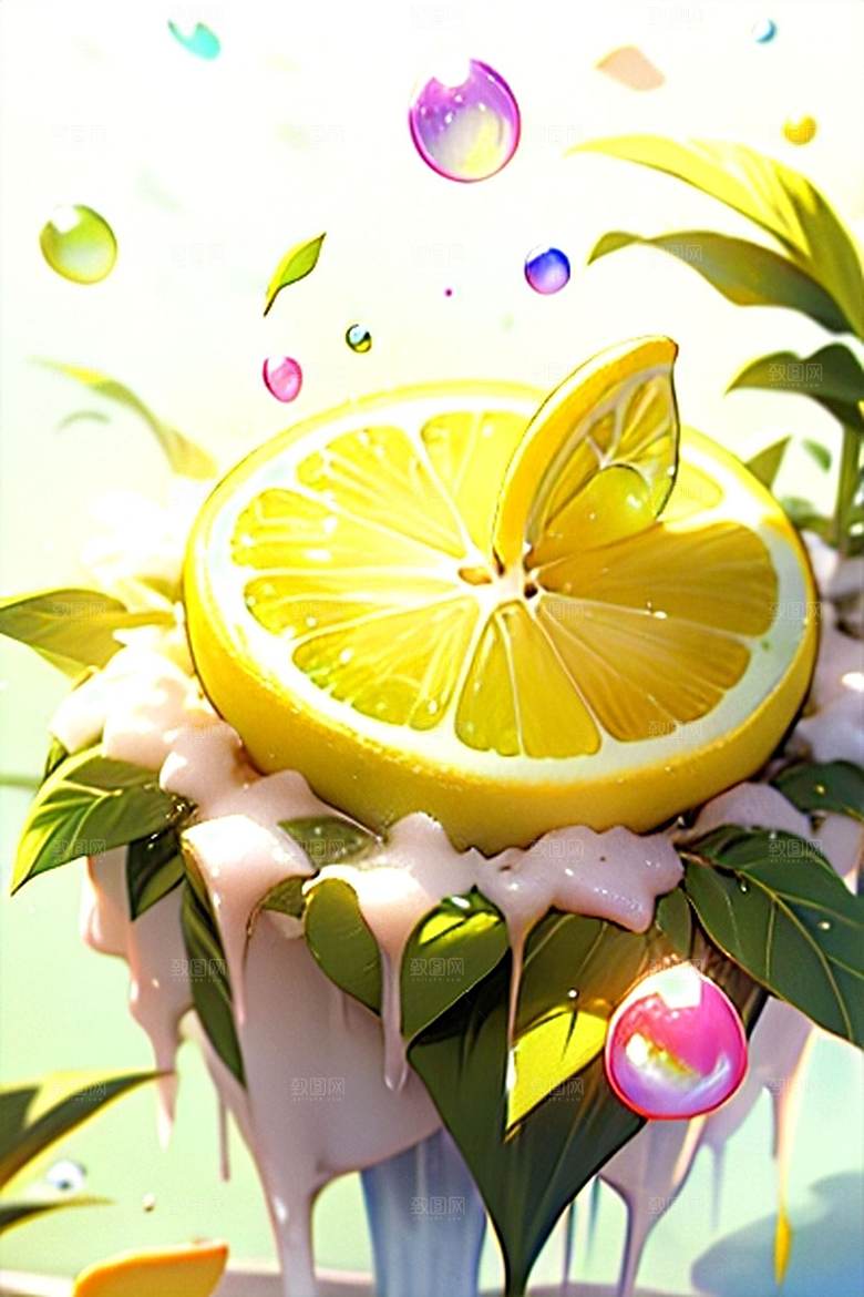 美味多汁柠檬水果系列图