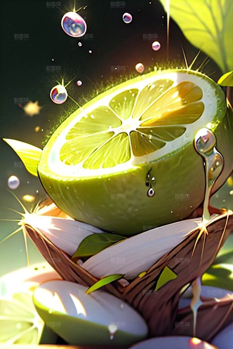 美味多汁柠檬水果系列图