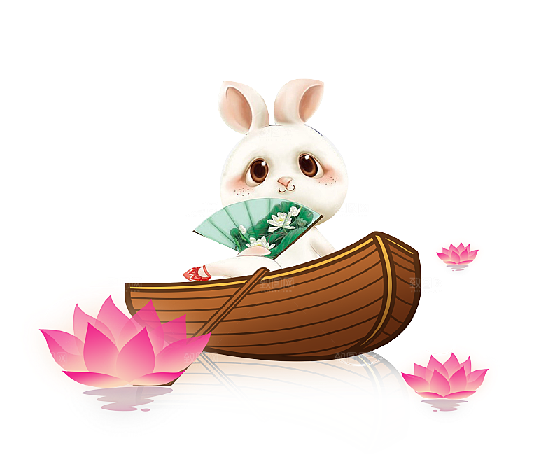 中秋节节日兔子月亮月饼图案素材