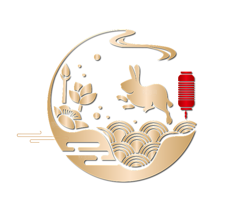 卡通可爱兔子月亮插画元素
