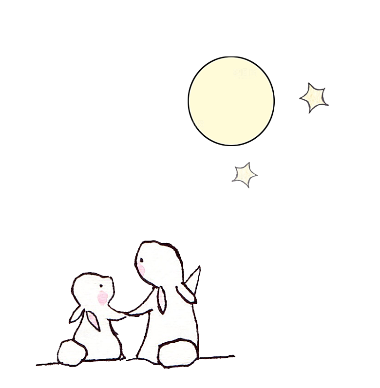 卡通可爱兔子月亮插画元素