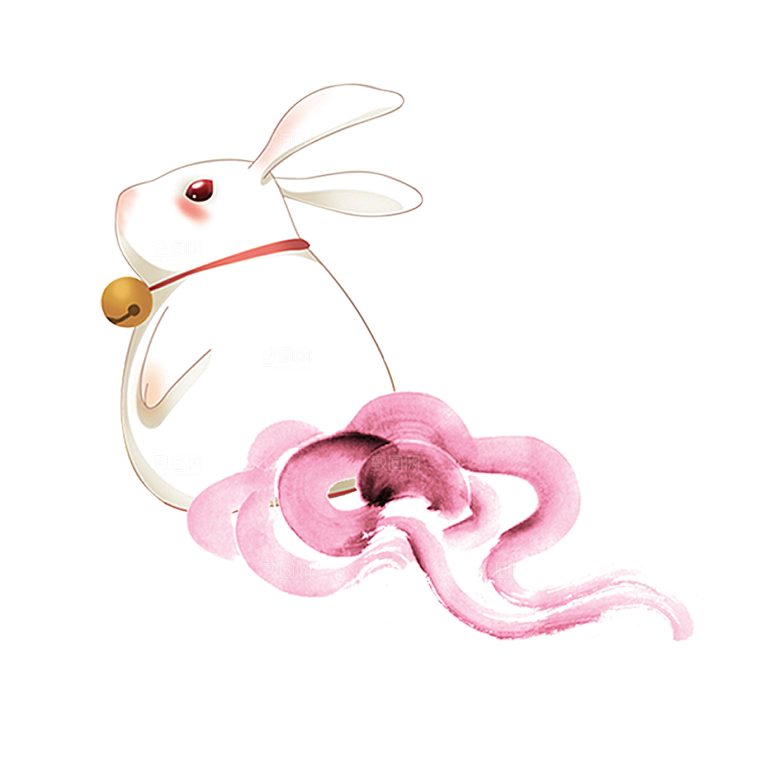 卡通可爱兔子月亮插画元素