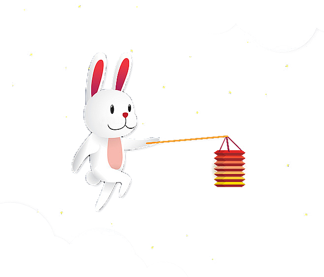 卡通可爱兔子月亮插画元素