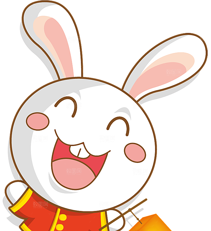 卡通可爱兔子月亮插画元素