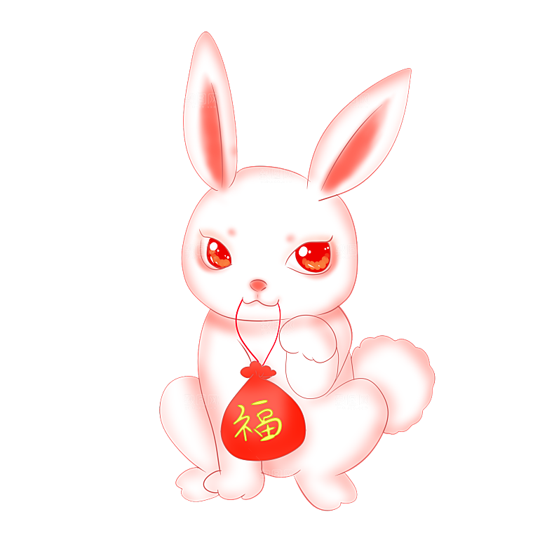 卡通可爱兔子月亮插画元素