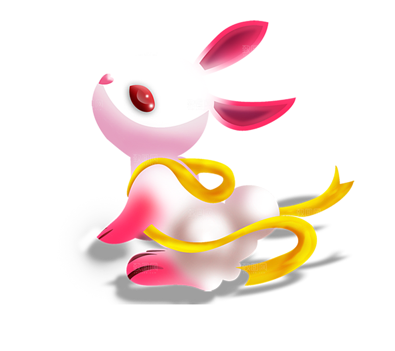 卡通可爱兔子月亮插画元素
