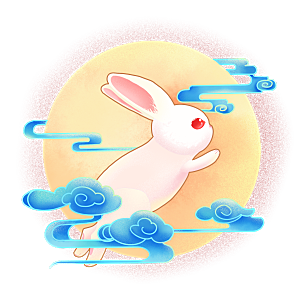 中秋节节日兔子月亮月饼图案素材