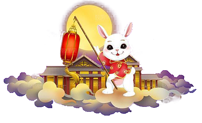 中秋节节日兔子月亮月饼图案素材