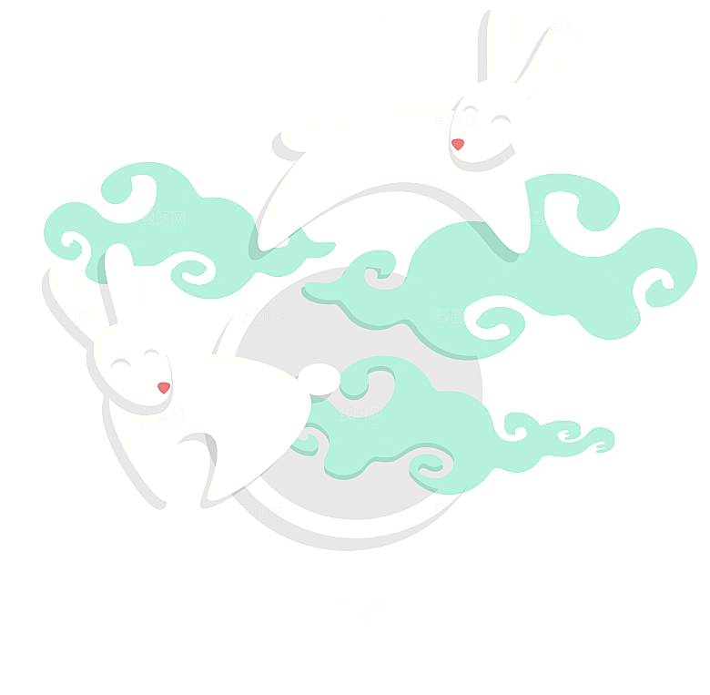 卡通可爱兔子月亮插画元素