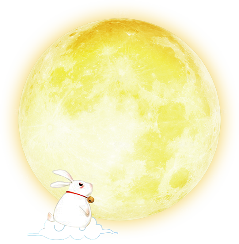 卡通可爱兔子月亮插画元素
