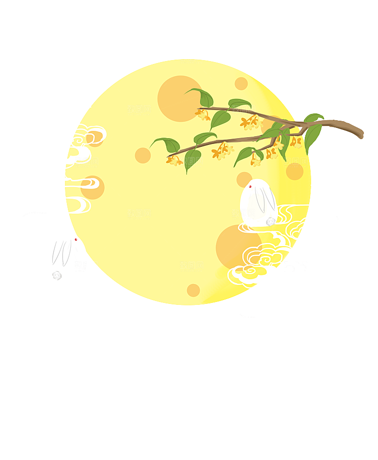卡通可爱兔子月亮插画元素