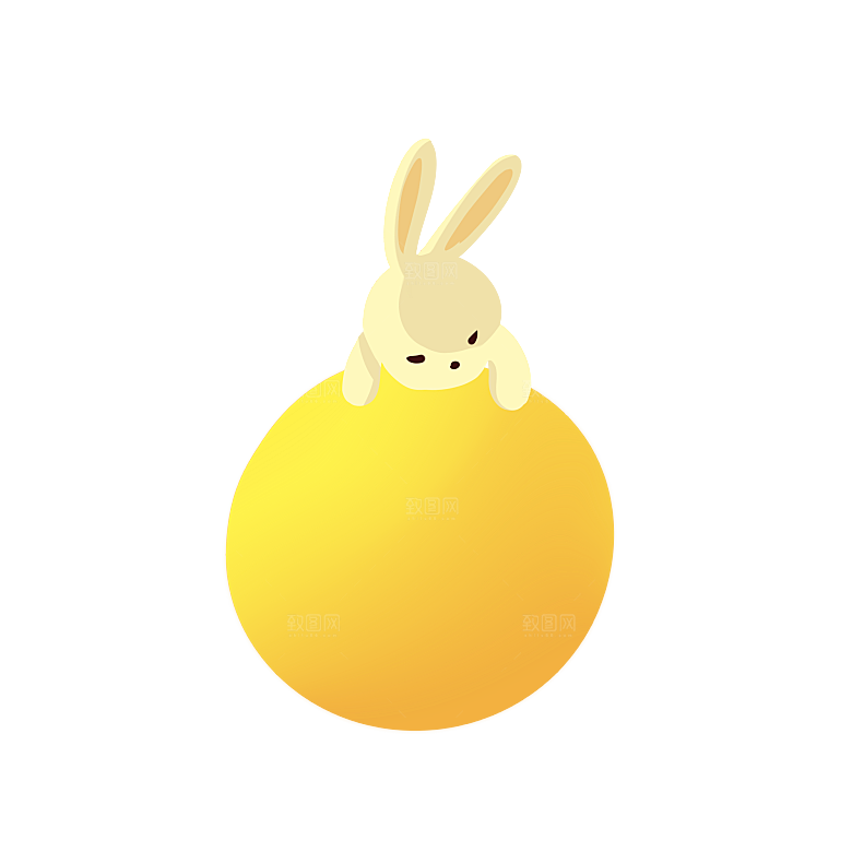 卡通可爱兔子月亮插画元素