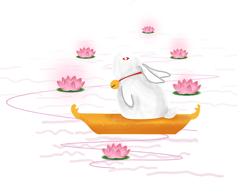 中秋节节日兔子月亮月饼图案素材