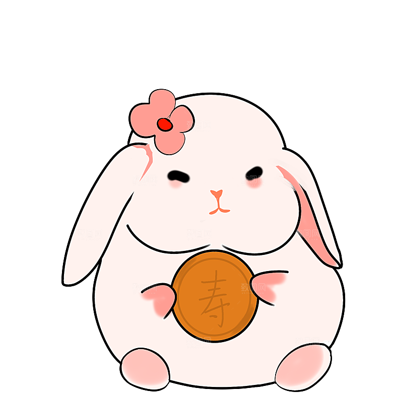 中秋节节日兔子月亮月饼图案素材