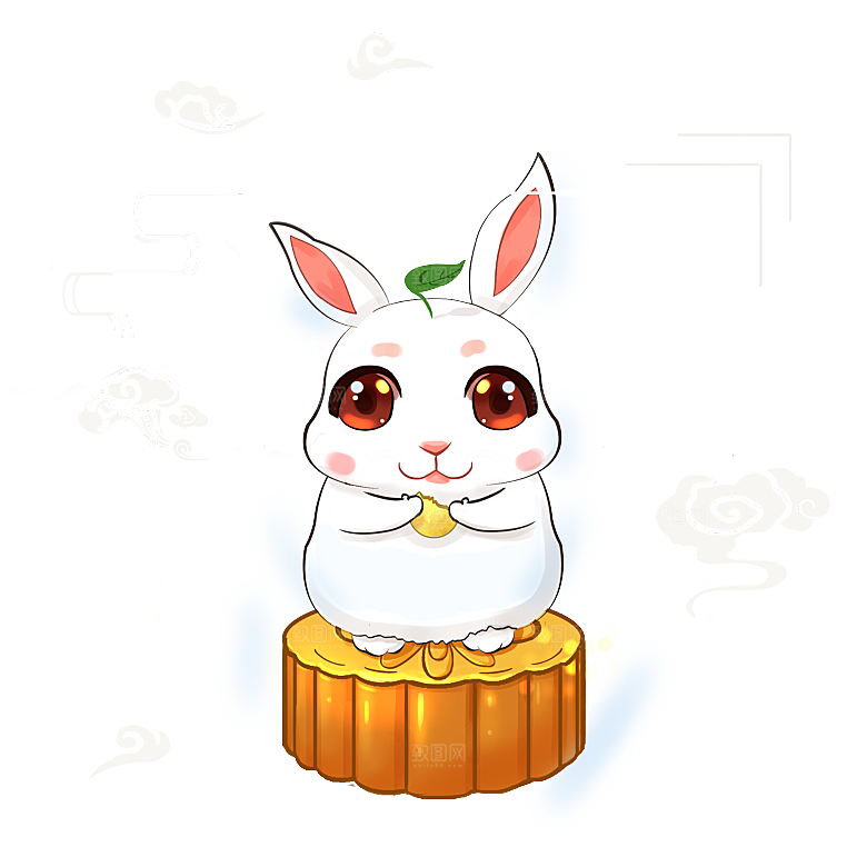 中秋节节日兔子月亮月饼图案素材