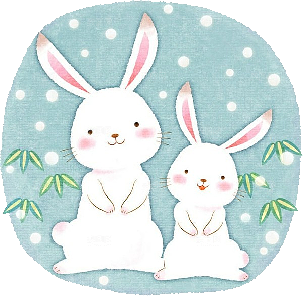 卡通可爱兔子月亮插画元素