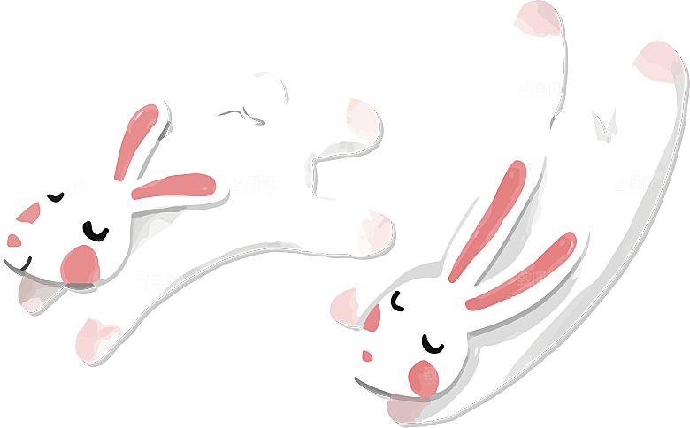 卡通可爱兔子月亮插画元素
