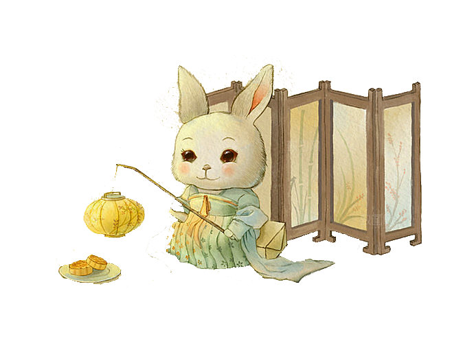 中秋节节日兔子月亮月饼图案素材