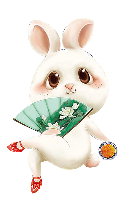 中秋节节日兔子月亮月饼图案素材