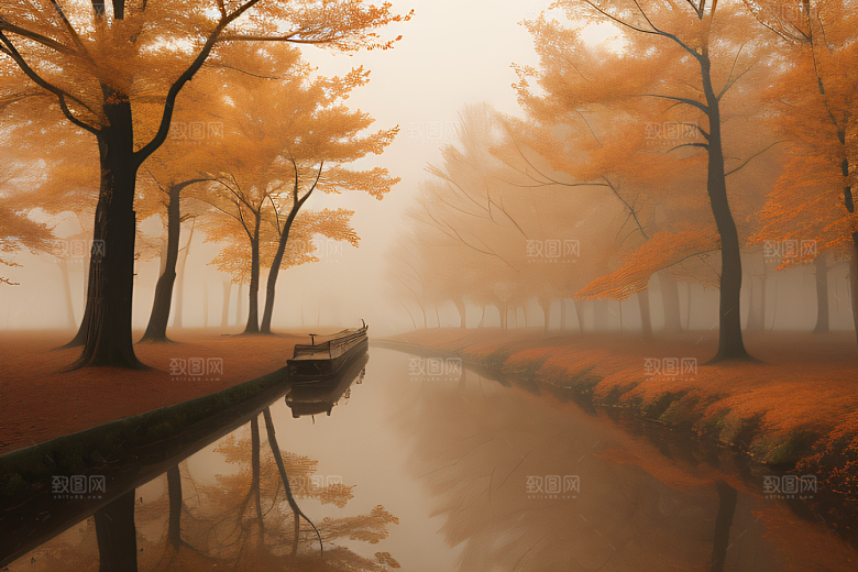 雾蒙蒙的早晨的神秘气氛