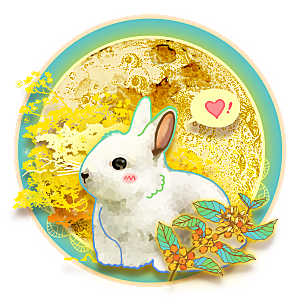 中秋节节日兔子月亮月饼图案素材