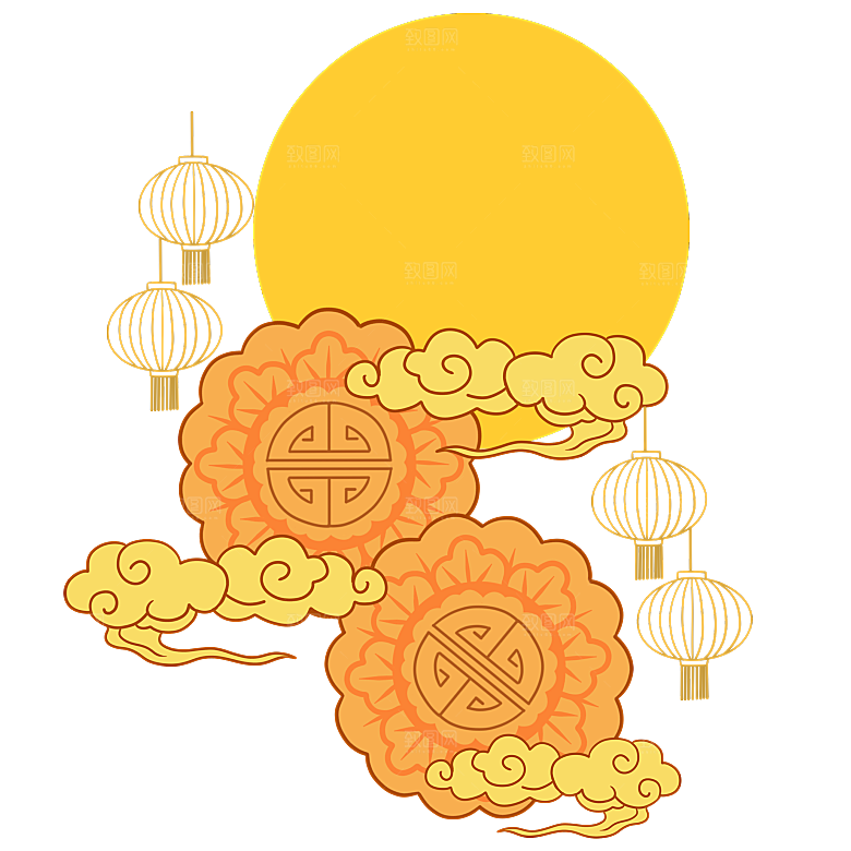 卡通可爱兔子月亮插画元素