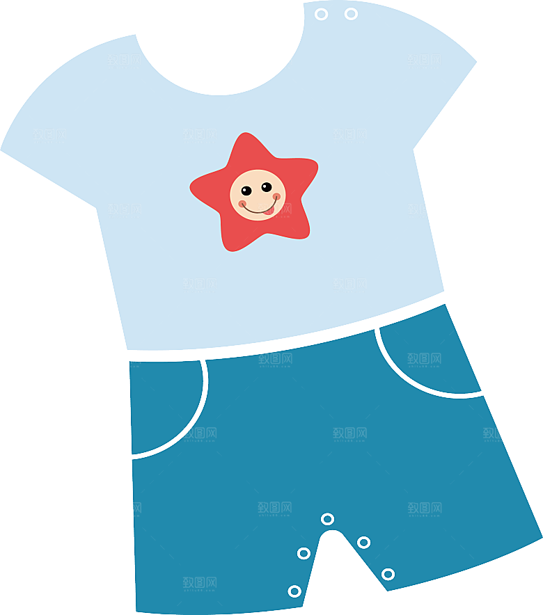 母婴用品插图素材手绘婴儿服装玩具素材