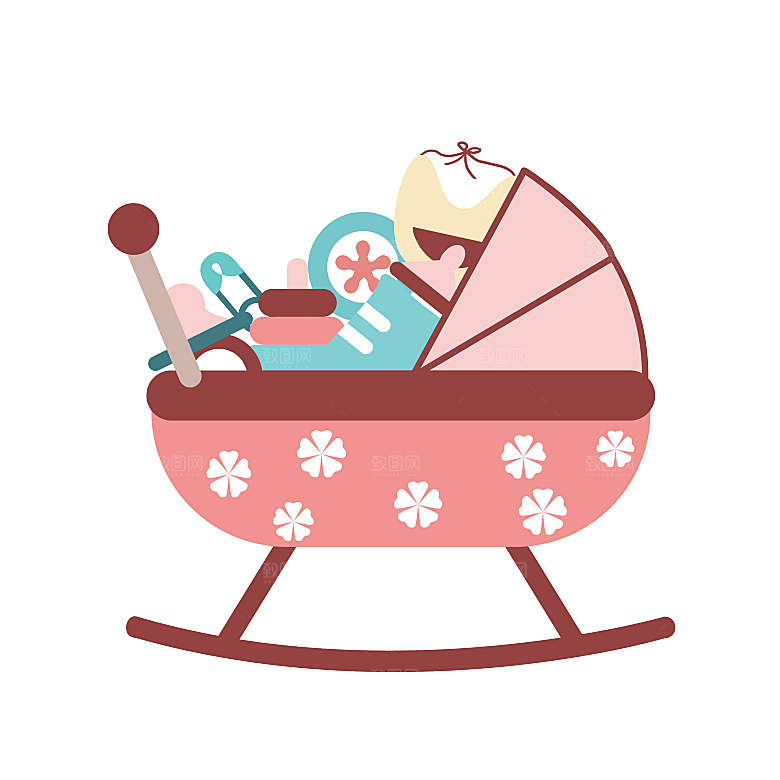 母婴用品插图素材手绘婴儿服装玩具