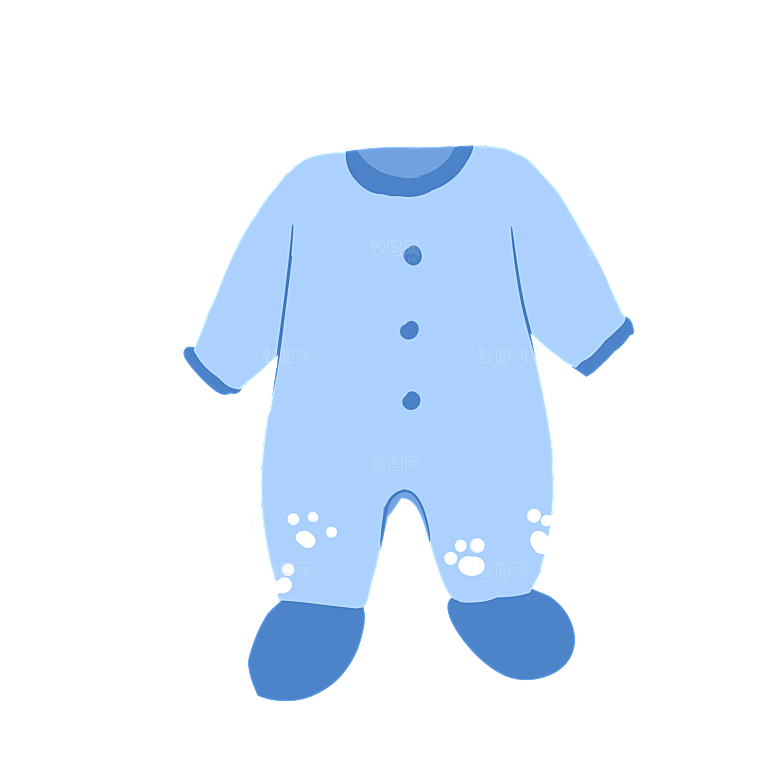 母婴用品插图素材手绘婴儿服装玩具