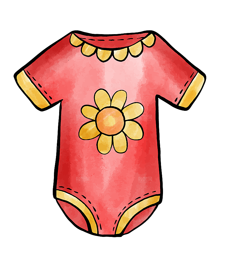 母婴用品插图素材手绘婴儿服装玩具