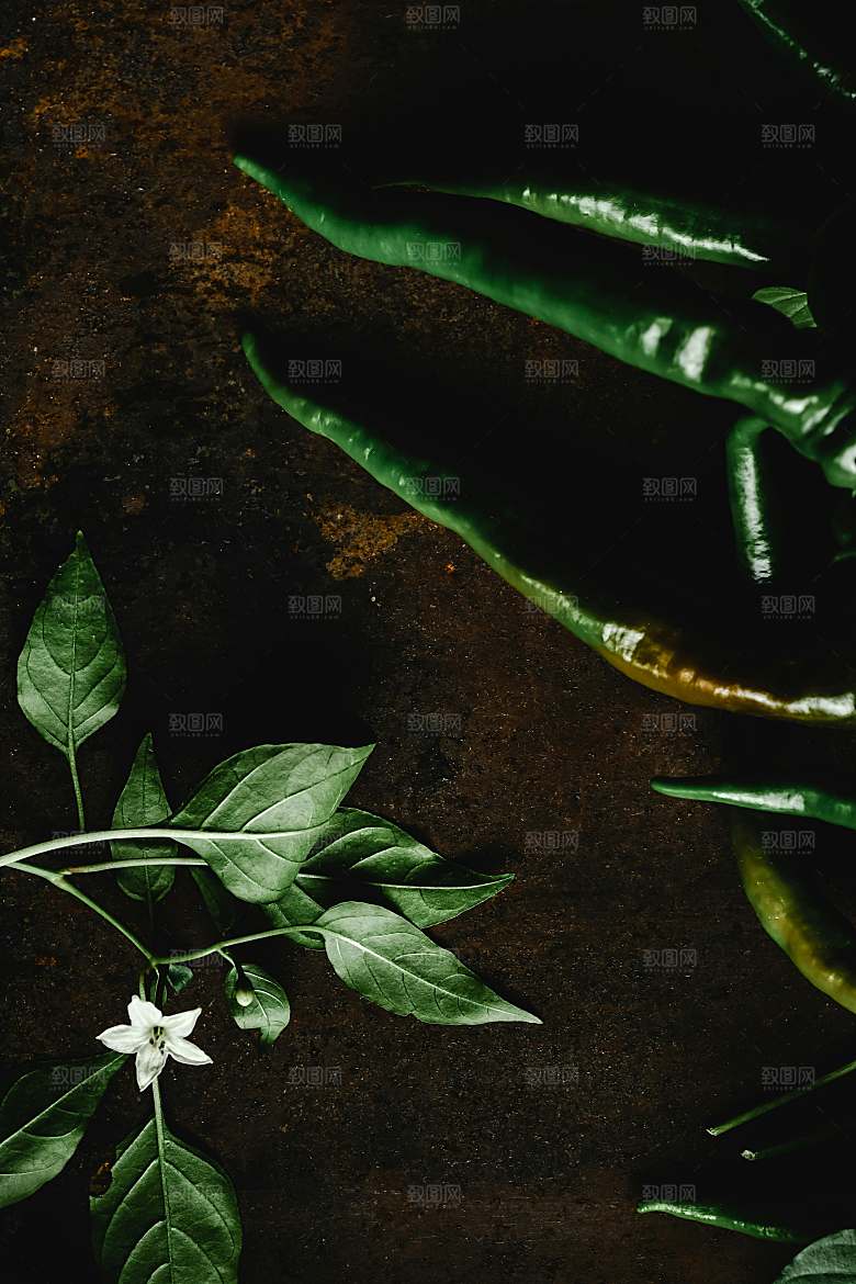 青辣椒辣椒摄影特写素材
