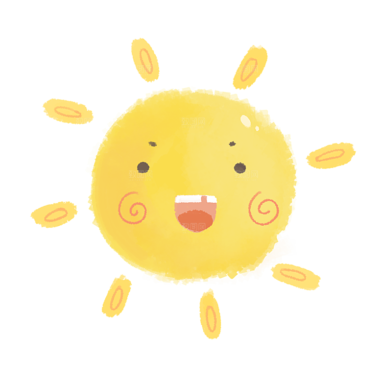 卡通儿童太阳爷爷可爱图案ps设计元素