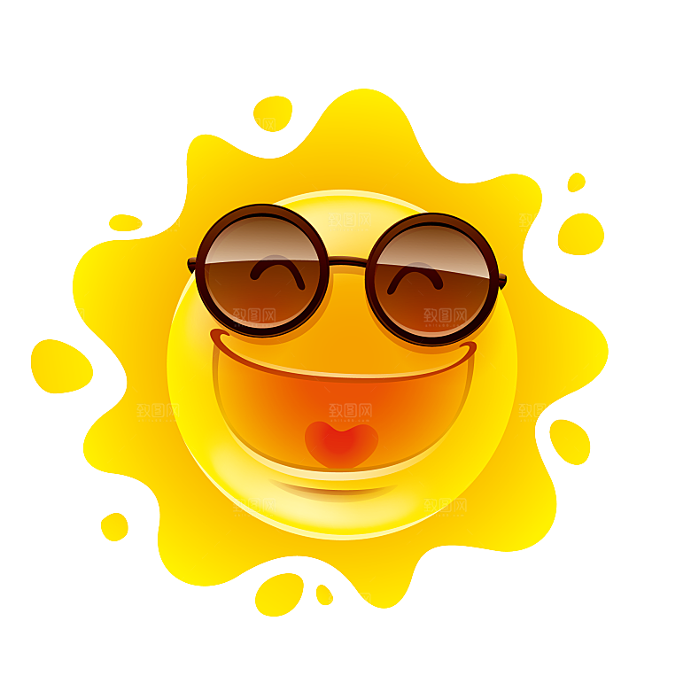 卡通儿童太阳爷爷可爱图案ps设计元素素材
