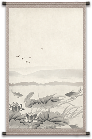 中国风传统复古风圣旨卷轴画轴PNG