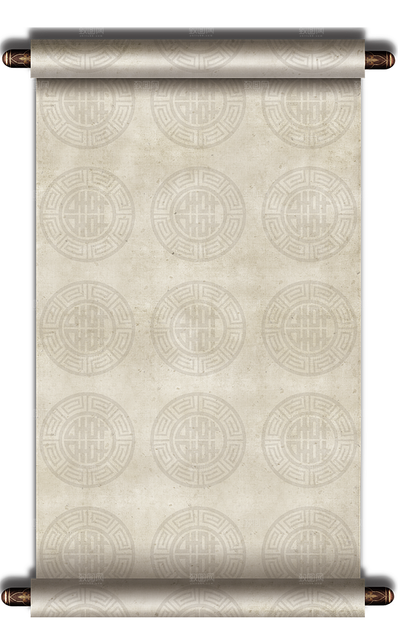中国风传统复古风圣旨卷轴画轴PNG