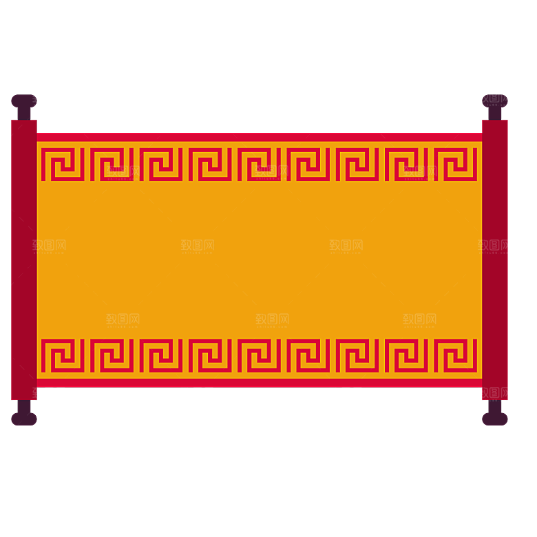 中国风传统复古风圣旨卷轴画轴PNG素材