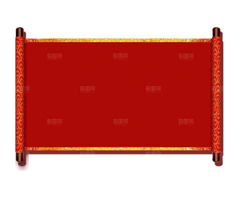 中国风传统复古风圣旨卷轴画轴PNG素材